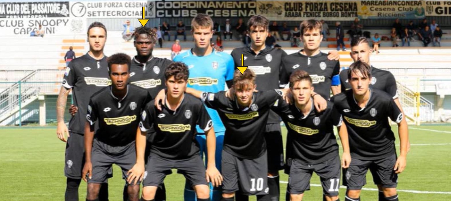 Cesena, 2016/17. Le giovanili del Cesena: Moussa Ndiaye è in seconda fila, indicato dalla freccia.