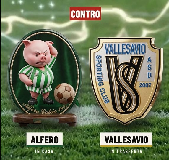 Gli stemmi delle due squadre, dal video de «La sfida della settimana».
